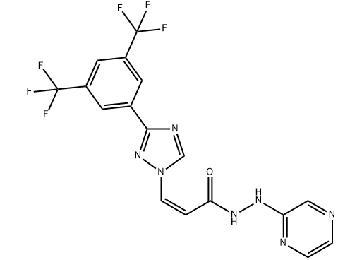 KPT-330,(2Z)-3-[3-[3,5-Bis(trifluoromethyl)phenyl]-1H-1,2,4-triazol-1-yl]-2-propenoicacid 2-(2-pyrazinyl)hydrazide(Selinexor)