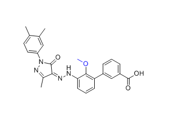 艾曲泊帕乙醇胺雜質(zhì)01,(Z)-3'-(2-(1-(3,4-dimethylphenyl)-3-methyl-5-oxo-1,5-dihydro-4H-pyrazol-4-ylidene)hydrazineyl)-2'-methoxy-[1,1'-biphenyl]-3-carboxylic acid