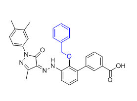 艾曲泊帕乙醇胺杂质02,(Z)-2'-(benzyloxy)-3'-(2-(1-(3,4-dimethylphenyl)-3-methyl-5-oxo-1,5-dihydro-4H-pyrazol-4-ylidene)hydrazineyl)-[1,1'-biphenyl]-3-carboxylic acid