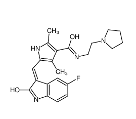 托西尼布磷酸盐,5-[(Z)-(5-fluoro-2-oxo-1H-indol-3-ylidene)methyl]-2,4-dimethyl-N-(2-pyrrolidin-1-ylethyl)-1H-pyrrole-3-carboxamide,phosphoric acid