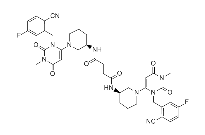 曲格列汀杂质O,N1,N4-bis((R)-1-(3-(2-cyano-5-fluorobenzyl)-1-methyl-2,6-dioxo -1,2,3,6-tetrahydropyrimidin-4-yl)piperidin-3-yl)succinamide