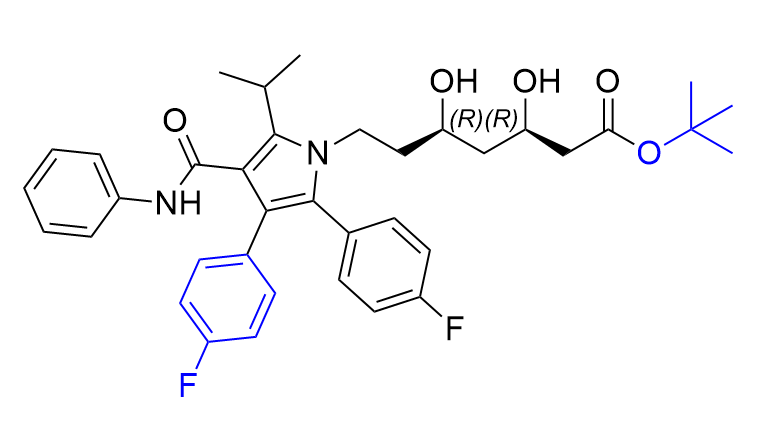 阿托伐他汀钙杂质29,(3R,5R)-tert-butyl 7-(2,3-bis(4-fluorophenyl)-5-isopropyl-4-(phenylcarbamoyl)-1H-pyrrol-1-yl)-3,5-dihydroxyheptanoate