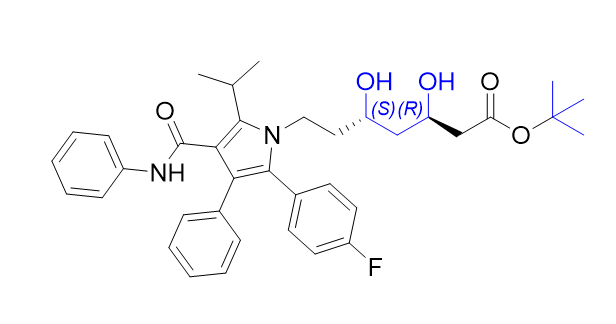 阿托伐他汀鈣雜質(zhì)44,tert-butyl (3R,5S)-7-(2-(4-fluorophenyl)-5-isopropyl-3-phenyl-4-(phenylcarbamoyl)-1H-pyrrol-1-yl)-3,5-dihydroxyheptanoate