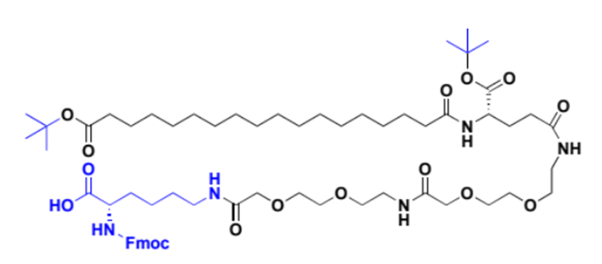 22-(TERT-BUTOXYCARBONYL)-43,43-DIMETHYL-10,19,24,41-TETRAOXO-3,6,12,15,42-PENTAOXA-9,18,23-TRIAZATETRATETRACONTANOIC ACID,Fmoc-L-Lys[Oct-(otBu)-Glu-(otBu)-AEEA-AEEA]-OH