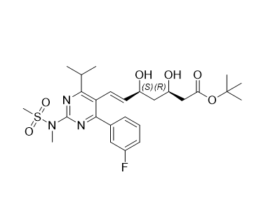 瑞舒伐他汀鈣雜質(zhì)49,(3R,5S,E)-tert-butyl 7-(4-(3-fluorophenyl)-6-isopropyl-2-(N-methylmethylsulfonamido)pyrimidin-5-yl)-3,5-dihydroxyhept-6-enoate