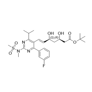 瑞舒伐他汀鈣雜質(zhì)49,(3R,5S,E)-tert-butyl 7-(4-(3-fluorophenyl)-6-isopropyl-2-(N-methylmethylsulfonamido)pyrimidin-5-yl)-3,5-dihydroxyhept-6-enoate