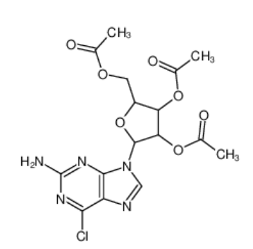 2',3',5'-三-O-乙酰-2-氨基-6-氯嘌呤核苷,ACETIC ACID (2R,3R,4R,5R)-3,4-DIACETOXY-5-(2-AMINO-6-CHLORO-PURIN-9-YL)-TETRAHYDRO-FURAN-2-YLMETHYL ESTER