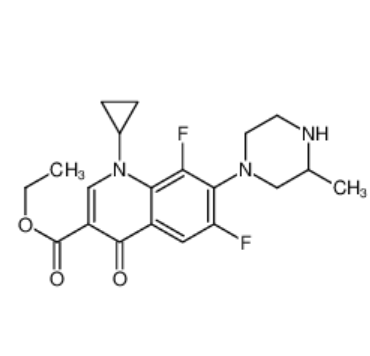 8-氟-3-乙酯加替沙星,3-Quinolinecarboxylic acid, 1-cyclopropyl-6,8-difluoro-1,4-dihydro-7-(3-Methyl-1-piperazinyl)-4-oxo-, ethyl ester