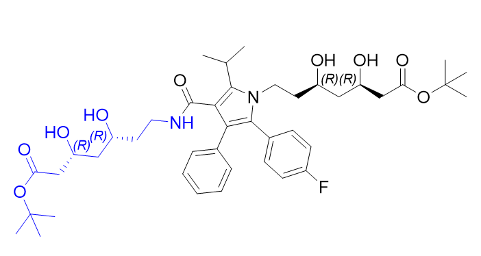 阿托伐他汀钙杂质77,tert-butyl (3R,5R)-7-(1-((3R,5R)-7-(tert-butoxy)-3,5-dihydroxy-7-oxoheptyl)-5-(4-fluorophenyl)-2-isopropyl-4-phenyl-1H-pyrrole-3-carboxamido)-3,5-dihydroxyheptanoate