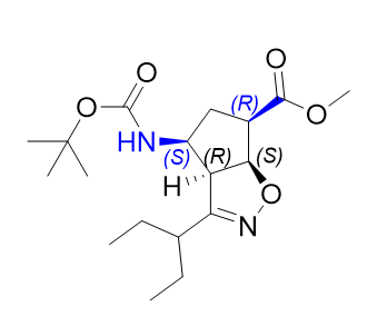 帕拉米韦杂质09,methyl (3aR,4S,6R,6aS)-4-((tert-butoxycarbonyl)amino)-3-(pentan-3- yl)-3a,5,6,6a-tetrahydro-4H-cyclopenta[d]isoxazole-6-carboxylate