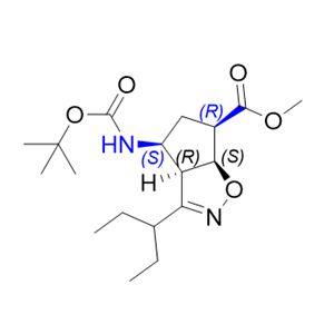 帕拉米韦杂质09,methyl (3aR,4S,6R,6aS)-4-((tert-butoxycarbonyl)amino)-3-(pentan-3- yl)-3a,5,6,6a-tetrahydro-4H-cyclopenta[d]isoxazole-6-carboxylate