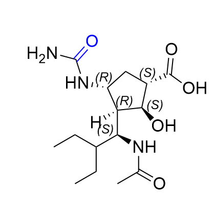 帕拉米韦杂质14,(3R,4R)-3-((S)-1-acetamido-2-ethylbutyl)-4-guanidinocyclopent-1-ene-1-carboxylic acid