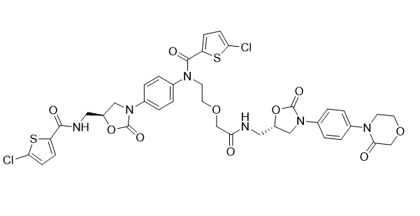 利伐沙班杂质I,5-chloro-N-(4-((S)-5-((5-chlorothiophene-2-carboxamido)methyl)-2- oxooxazolidin-3-yl)phenyl)-N-(2-(2-oxo-2-((((S)-2-oxo-3-(4-(3-oxo morpholino)