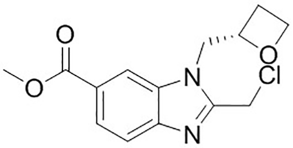 (S)-2-(氯甲基)-1-(2-氧雜環(huán)丁基甲基)-1H-苯并[D]咪唑-6-甲酸甲酯,Methyl (S)-2-(Chloromethyl)-1-(2-oxetanylmethyl)-1H-benzo[d]imidazole-6-carboxylate