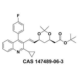 匹伐他汀异丙基叔丁酯,(4R,6S)-6-[(1E)-2-[2-Cyclopropyl-4-(4-fluorophenyl)-3-quinolinyl]ethenyl]-2,2-dimethyl-1,3-dioxane-4-acetic acid tert-butyl ester