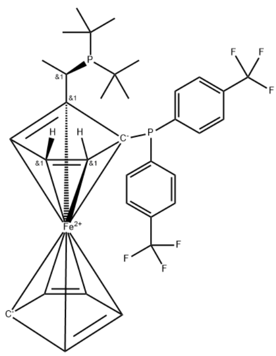 (R)-1-[(SP)-2-双[(4-三氟甲基苯)膦]二茂铁]乙基二叔丁基膦,(R)-(-)-1-[(S)-2-Di-tert-butylphosphino)ferrocenyl]ethyldi-(4-trifluoroMethylphenyl)phosphine