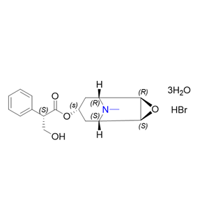 噻托溴铵杂质21,(1R,2R,4S,5S,7s)-9-methyl-3-oxa-9-azatricyclo[3.3.1.02,4]nonan-7-yl (S)-3-hydroxy-2-phenylpropanoate hydrobromide trihydrate
