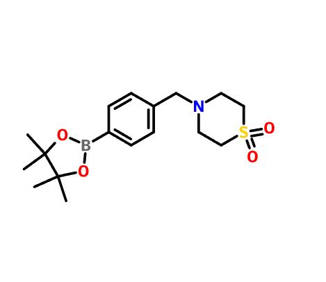 4-((1,1-二氧代硫代吗啡林)甲基苯硼酸频哪醇酯,4-[4-(4,4,5,5-tetramethyl-[1,3,2]dioxaborolan-2-yl)-benzyl]-thiomorpholine-1,1-dioxide
