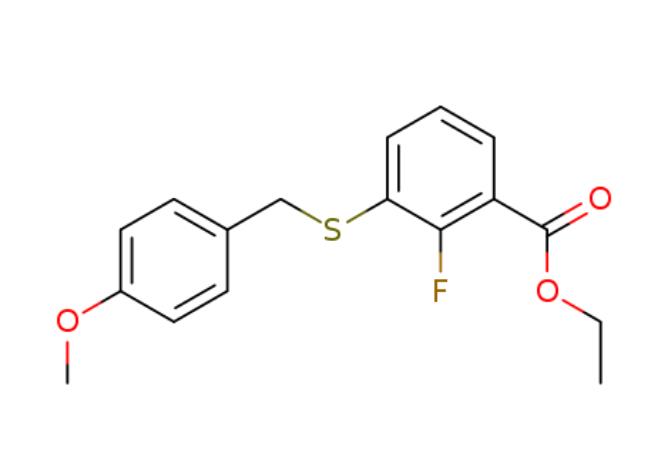 2-氟-3-((对甲氧基苄基)硫基)苯甲酸乙酯,Benzoic acid, 2-fluoro-3-[[(4-methoxyphenyl)methyl]thio]-, ethyl ester
