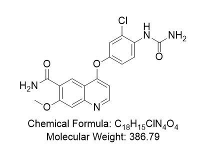 4-（3-氯-4-脲基苯氧基）-7-甲氧基喹啉-6-甲酰胺,4-(3-chloro-4-ureidophenoxy)-7-methoxyquinoline-6-carboxamide