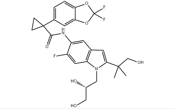 1-(2,2-二氟-1,3-苯并二氧戊环-5-基)-N-[1-[(2R)-2,3-二羟基丙基]-6-氟-2-(2-羟基-1,1-二甲基乙基)-1H-吲哚-5-基]-环丙烷甲酰胺,tezacaftor(VX661)
