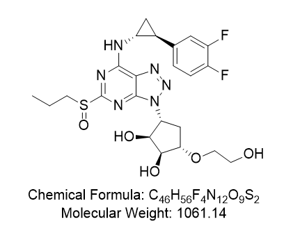 替格瑞洛杂质03,(1S,2S,3R,5S)-3-(7-(((1R,2S)-2-(3,4-difluorophenyl)cyclopropyl)amino)-5-(propylsulfinyl)-3H-[1,2,3]triazolo[4,5-d]pyrimidin-3-yl)-5-(2-hydroxyethoxy)cyclopentane-1,2-diol