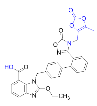 美阿沙坦钾杂质02,2-ethoxy-1-((2'-(4-((5-methyl-2-oxo-1,3-dioxol-4-yl)methyl)-5-oxo-4,5-dihydro-1,2,4-oxadiazol-3-yl)-[1,1'-biphenyl]-4-yl)methyl)-1H-benzo[d]imidazole-7-carboxylic acid