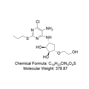 替格瑞洛杂质10,(1S,2S,3R,5S)-3-(5-Amino-6-chloro-2-(propylthio)pyrimidin-4-ylamino)-5-(2-hydroxyethoxy)cyclopentane-1,2-diol