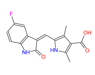 5-((Z)-(5-氟-2-氧代吲哚烷-3-亚基)甲基)-2,4-二甲基-1H-吡咯-3-羧酸,5-((Z)-(5-Fluoro-2-oxoindolin-3-ylidene)methyl)-2,4-dimethyl-1H-pyrrole-3-carboxylic acid