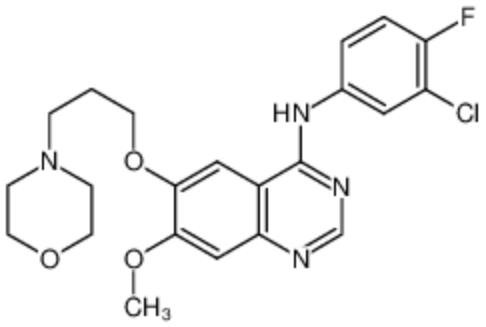吉非替尼,Iressa; N-(3-Chloro-4-fluorophenyl)-7-methoxy-6-[3-(4-morpholinyl)propoxy]-4-quinazolinamine; Gefinitib