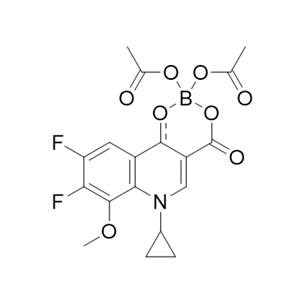 莫西沙星杂质I,6-cyclopropyl-8,9-difluoro-7-methoxy-4-oxo-4,6-dihydro-2H-1l3-[1,3]dioxino[5,6-c]quinoline-2,2-diyl diacetate