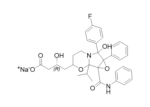 阿托伐他汀钙杂质11,sodium (3R)-4-(7-(4-fluorophenyl)-7-hydroxy-1b-isopropyl-7a-phenyl-1a- (phenylcarbamoyl)hexahydro-3H-oxireno[2',3':3,4]pyrrolo[2,1-b][1,3]oxazin-3-yl)-3-hydroxybutanoate