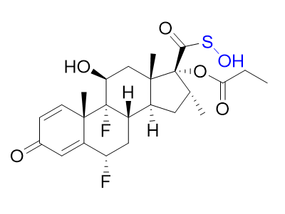 丙酸氟替卡松雜質(zhì)04,6α,9-difluoro-11β-hydroxy-16α-methyl-3-oxo-17- (propanoyloxy)androsta-1,4-dien-17β-carbo(thioperoxoic) SO-acid