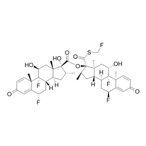丙酸氟替卡松杂质09,6α,9-difluoro-17-[[(fluoromethyl)sulfanyl]carbonyl]-11β-hydroxy-16α-methyl-3-oxoandrosta-1,4-dien-17α-yl6α,9-difluoro-11β,17-dihydroxy-16α-methyl-3-oxoandrosta-1,4-diene-17β-carboxylate