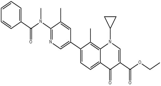 奥泽沙星中间体E,ethyl 7-[6-[benzoyl(methyl)amino]-5-methyl-3-pyridyl]-1-cyclopropyl-8-methyl-4-oxo-quinoline-3-carboxylate