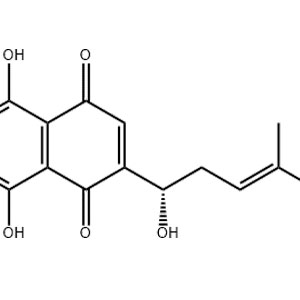 紫草素,5,8-dihydroxy-2-[(1S)-1-hydroxy-4-methylpent-3-enyl]naphthalene-1,4-dione