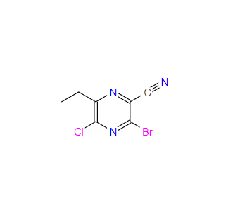 3-溴-5-氯-6-乙基吡嗪-2-甲腈,3-bromo-5-chloro-6-ethylpyrazine-2-carbonitrile