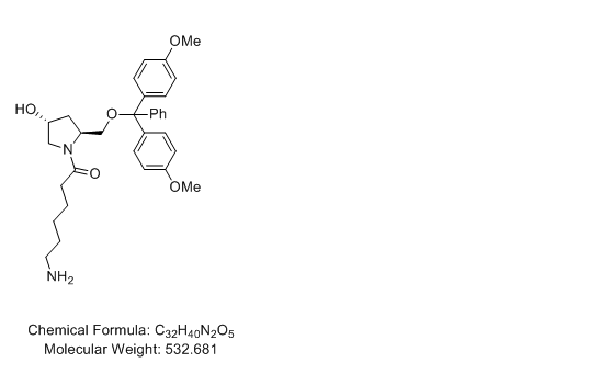 6-amino-1-((2S,4R)-2-((bis(4-methoxyphenyl)(phenyl)methoxy)methyl)-4-hydroxypyrrolidin-1-yl)hexan-1-,6-amino-1-((2S,4R)-2-((bis(4-methoxyphenyl)(phenyl)methoxy)methyl)-4-hydroxypyrrolidin-1-yl)hexan-1-one