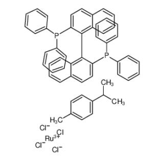 氯代[(R)-(+)-2,2'-二(二苯基膦)-1,1'-聯(lián)萘](P-傘花素)氯化釕(II),Chloro[(R)-(+)-2,2'-bis(diphenylphosphino)-1,1'-binaphthyl](p-cymene)ruthenium(II) chloride,  [RuCl(p-cymene)((R)-binap)]Cl