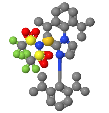 [1,3-双(2,6-二异丙基苯基)咪唑-2-亚基][双三氟甲烷磺酰亚胺]金(I),[1,3-Bis[2,6-bis(1-methylethyl)phenyl]-1,3-dihydro-2H-imidazol-2-ylidene][1,1,1-trifluoro-N-[(trifluoromethyl)sulfonyl]methanesulfonamidato-κN]gold