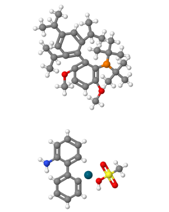 甲磺酸-2-(二叔丁基膦基)-3,6-二甲氧基-2',4',6'-三异丙基-1,1'-联苯(2-氨基-1,1'-联苯-2-基)钯(II),C44H62NO5PPdS