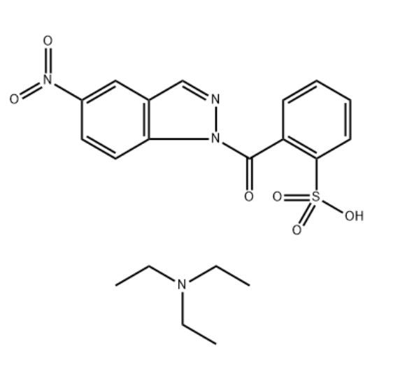2-[（5-硝基-1H-吲唑-1-基）羰基]苯磺酸与N，N-二乙基乙胺（1：1）的复合,Benzenesulfonic acid, 2-[(5-nitro-1H-indazol-1-yl)carbonyl]-, compd. with N,N-diethylethanamine (1:1)