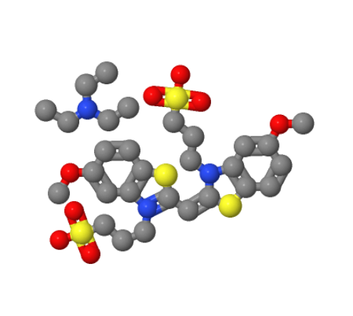 hydrogen 5-methoxy-2-[[5-methoxy-3-(3-sulphonatopropyl)-3H-benzothiazol-2-ylidene]methyl]-3-(3-sulph,hydrogen 5-methoxy-2-[[5-methoxy-3-(3-sulphonatopropyl)-3H-benzothiazol-2-ylidene]methyl]-3-(3-sulphonatopropyl)benzothiazolium, compound with triethylamine (1:1)