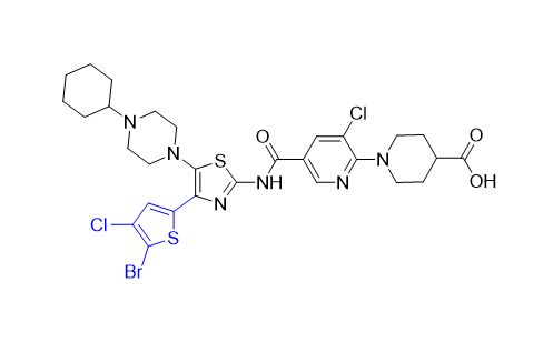 阿伐曲泊帕雜質(zhì)06,1-(5-((4-(5-bromo-4-chlorothiophen-2-yl)-5-(4-cyclohexylpiperazin-1-yl)thiazol-2-yl)carbamoyl)-3-chloropyridin-2-yl)piperidine-4-carboxylic acid