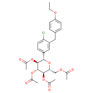 2-氯-5-(2,3,4,6-四-O-乙酰基-β-D-吡喃葡萄糖-1-基)-4'-乙氧基二苯甲烷,(2R,3R,4R,5S,6S)-2-(Acetoxymethyl)-6-(4-chloro-3-(4-ethoxybenzyl)phenyl)tetrahydro-2H-pyran-3,4,5-triyl triacetate