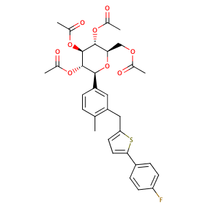 (1S)-1,5-脱水-1-C-[3-[[5-(4-氟苯基)-2-噻吩基]甲基]-4-甲基苯基]-D-山梨糖醇四乙酸酯,(2R,3R,4R,5S,6S)-2-(acetoxymethyl)-6-(3-((5-(4-fluorophenyl)thiophen-2-yl)methyl)-4-methylphenyl)tetrahydro-2H-pyran-3,4,5-triyl triacetate