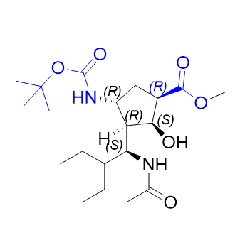 帕拉米韦杂质30,methyl   (1R,2S,3R,4R)-3-((S)-1-acetamido-2-ethylbutyl)-4-((tert-butoxycarbonyl)amino)-2-hydroxycyclopentane-1-carboxylate