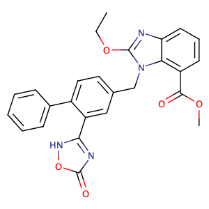 1-[(2'-[(乙氧羰基)氧基]脒基)[1,1-联苯基]-4-基)甲基]-2-乙氧基-1H-苯并咪唑-7-甲酸甲酯,1-((2'-(2,5-dihydro-5-oxo-1,2,4-oxadiazol-3-yl)(1,1'-biphenyl)-4-yl)methyl)-2-ethoxy-1h-benzimidazole-7-carboxylic acid methyl ester