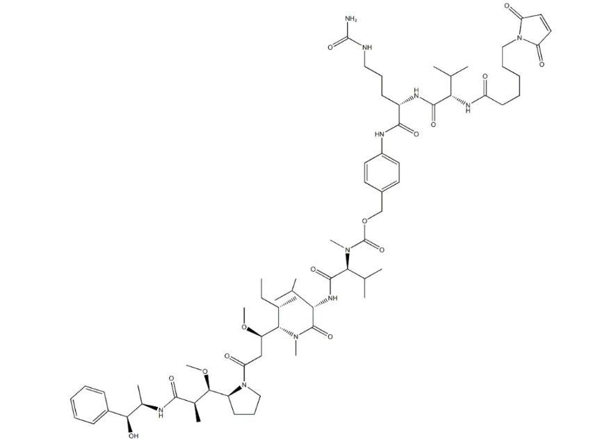 馬來酰亞胺己酰基-纈氨酸-瓜氨酸-對(duì)氨基芐氧羰基單甲基奧瑞他汀E,VCMMAE