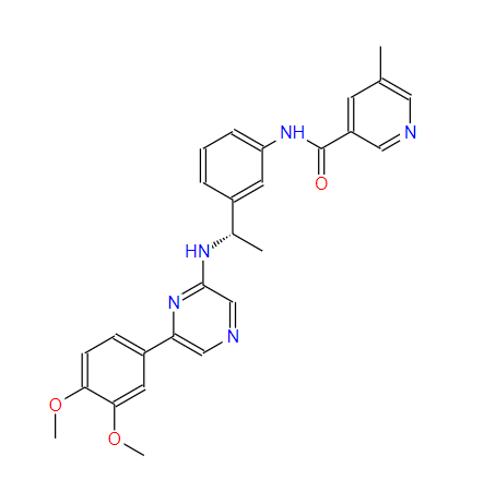 (S)-N-(3-(1-((6-(3,4-二甲氧基苯基)吡嗪-2-基)氨基)乙基)苯基)-5-甲基烟酰胺,3-Pyridinecarboxamide, N-[3-[(1S)-1-[[6-(3,4-dimethoxyphenyl)-2-pyrazinyl]amino]ethyl]phenyl]-5-methyl-